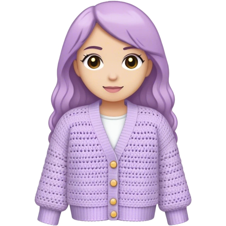 pastel muted purple crocheted cardigan emoji