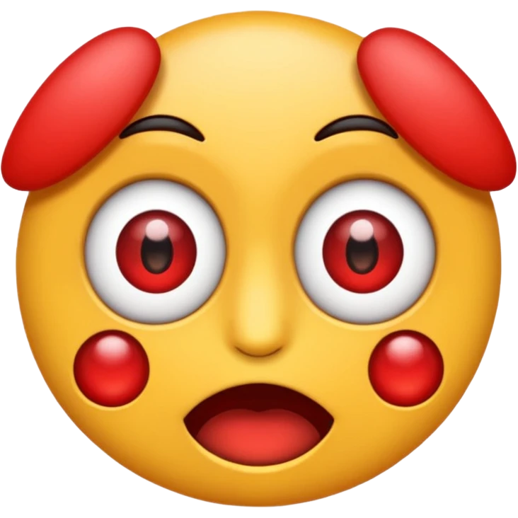 Crea un emoji kn los ojos rojos, k estén entre abiertos, emoji