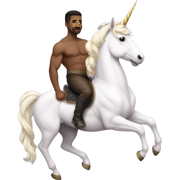 Buff gay man on a unicorn emoji