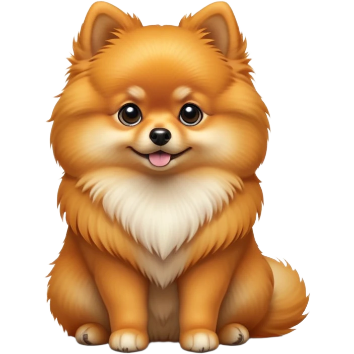 cinematic-[pomeranian]-realistic-full-body-sitting-emoji,-tail-resting-loosely-beside-its-paws,-head-tilted-dramatically, -fluffy-[orange]-fur,-simplified-yet-realistic-focused-features,-highly-detailed,-glowing-with-an-almost-sarcastic-glow emoji