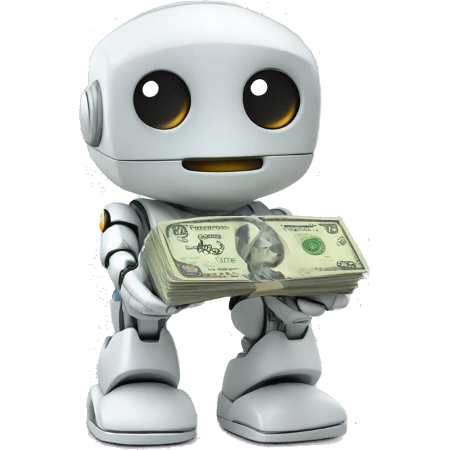 Cute robot with money emoji