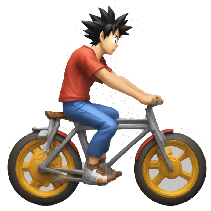 Songoku et Luffy sur un velo emoji