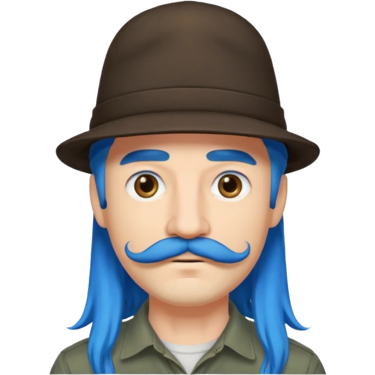 blue long haired man and hat and mustache emoji