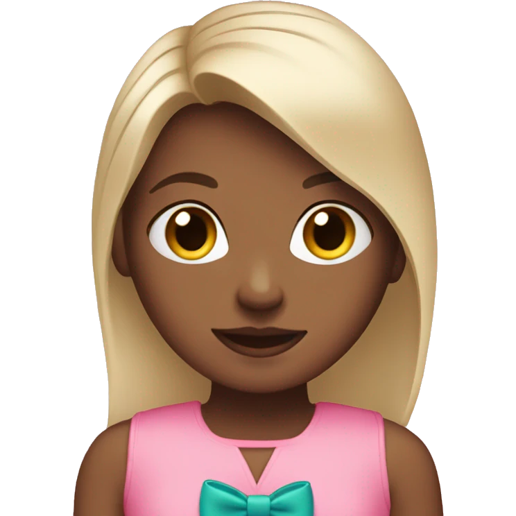 Straight hair girl in pink outfit with a bow emoji