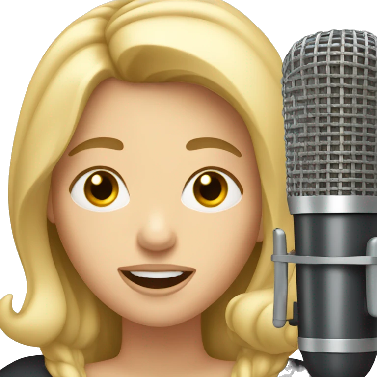 White woman with dark blond hair singing  emoji