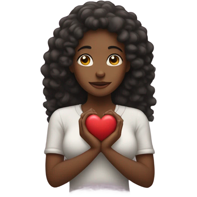 black woman holding up heart  emoji