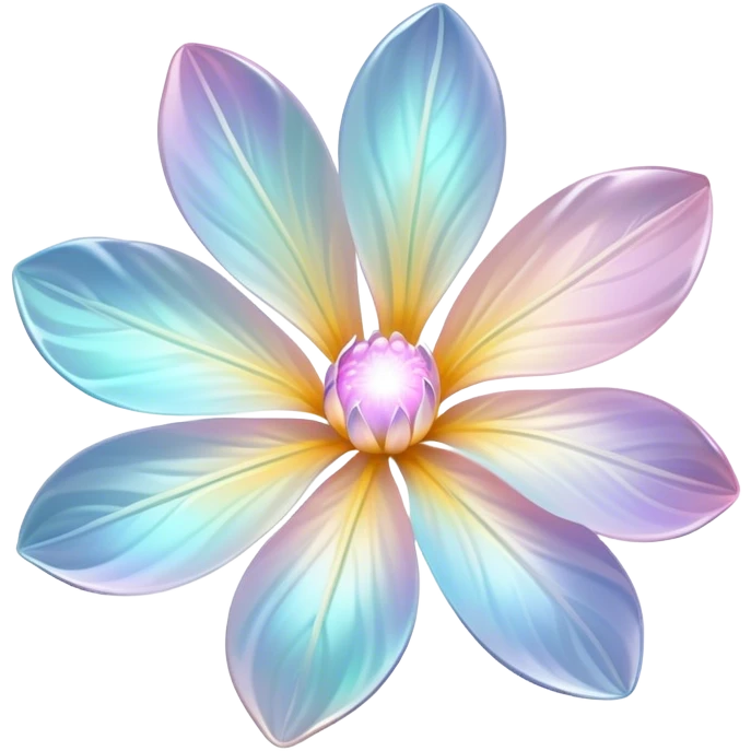 Pastel iridescent transparent luminescent flower emoji