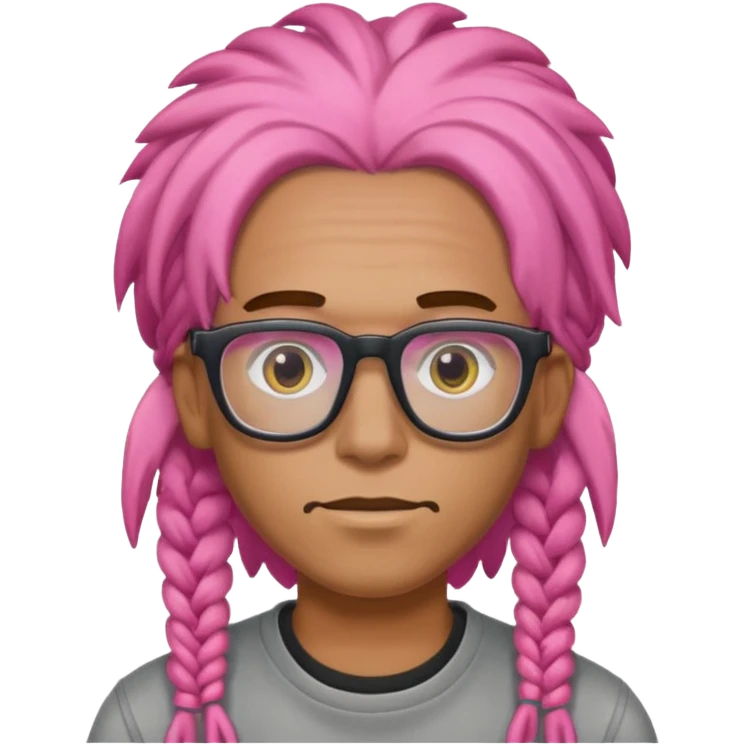 pink dreadlock guy with rectangle glassess emoji