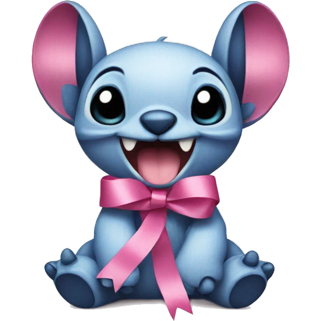 Stitch with pink ribbon emoji