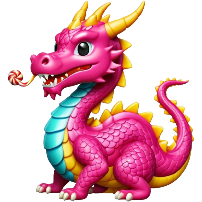 Beijing sugar-blown animal figurines traditional craft candy, simplified emoji style with bold outlines and bright colors, cartoon style dragon shaped sugar art emoji