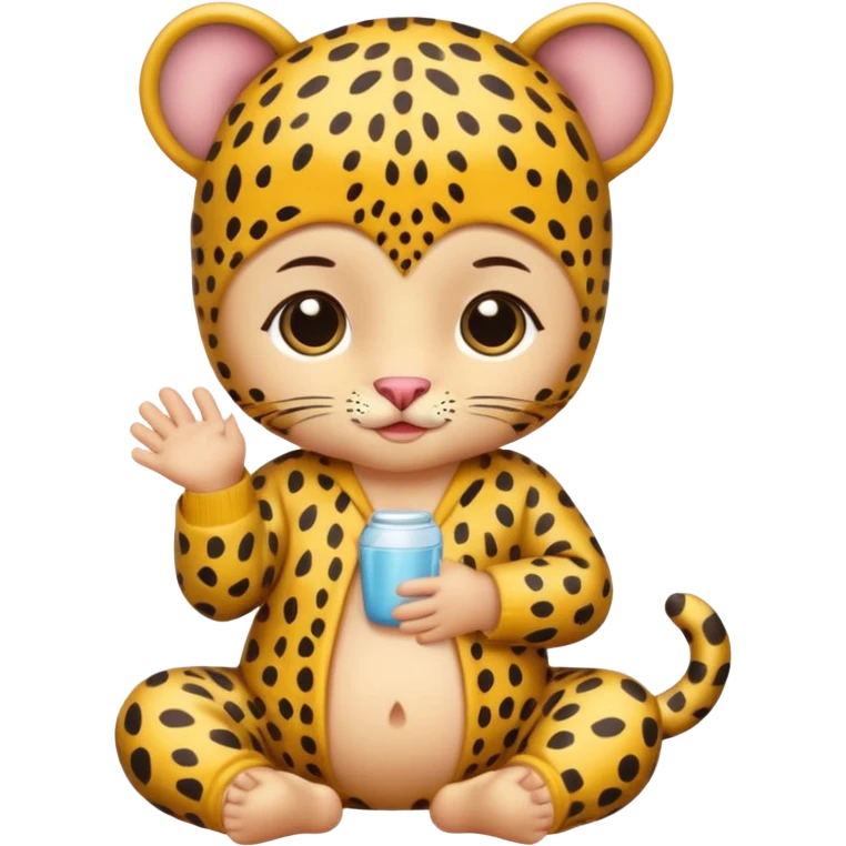 human baby with leopard patterned clothes emoji