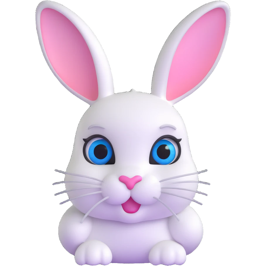 blue and white rabbit with ocean blue eyes emoji