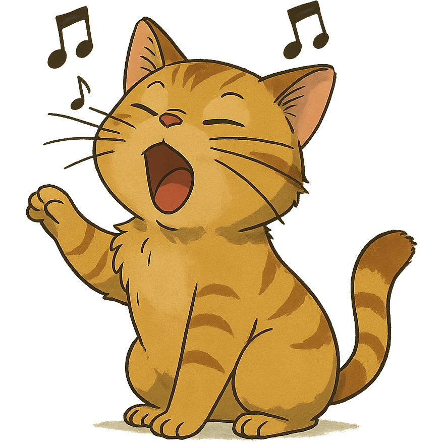 ghibli style cat singing a song emoji