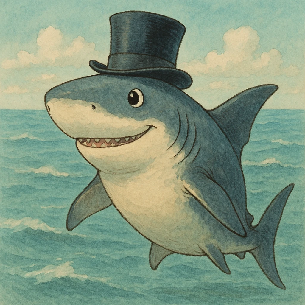 shark with a top hat emoji