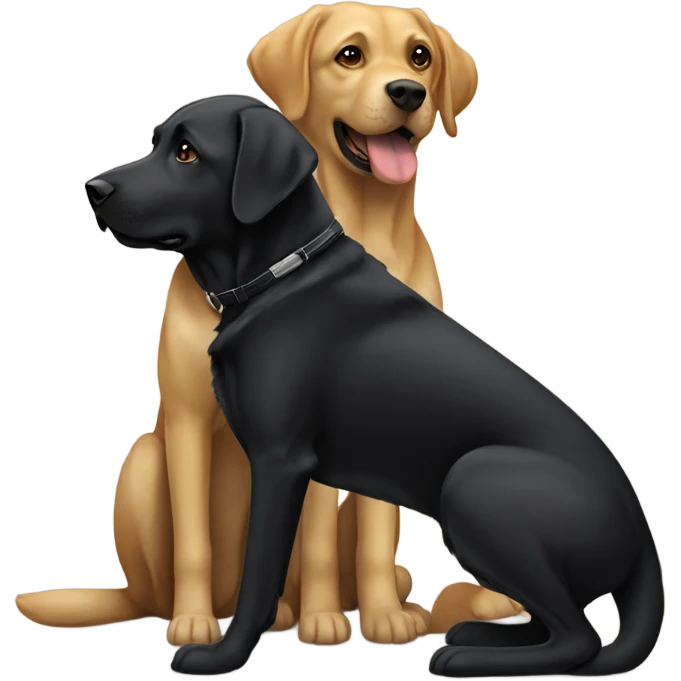 Black and Alsatian and golden Labrador standing next to each other  emoji