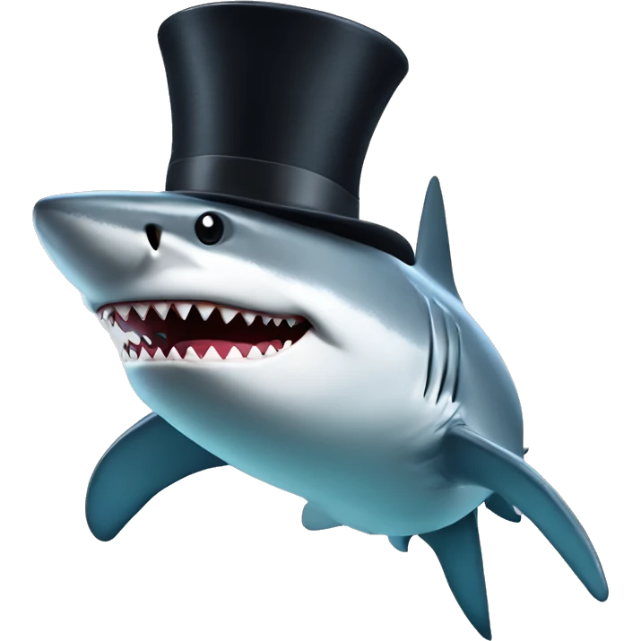 Shark with a top hat emoji