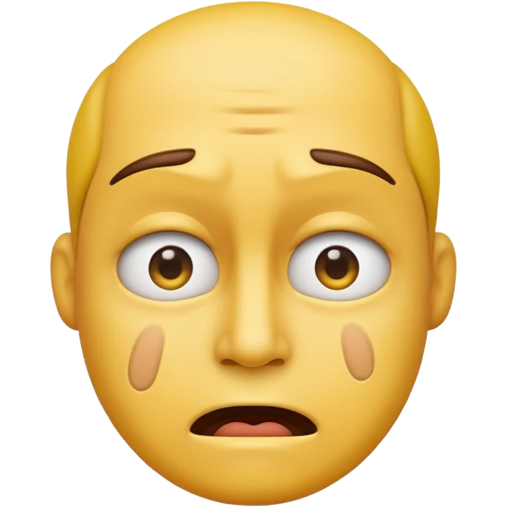 A straight face emoji with a slight look of disgust, a horizontal hand where the neck would be. All yellow emoji