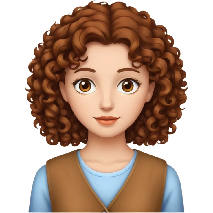 Woman with brown curly hair emoji