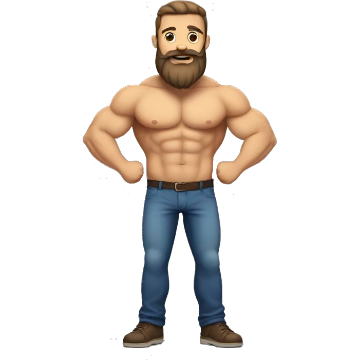 strong dad with beard showing muscles full body emoji