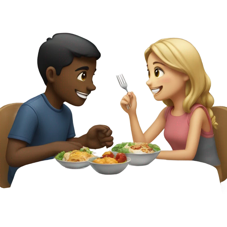 Boy and Girl couple eating  emoji