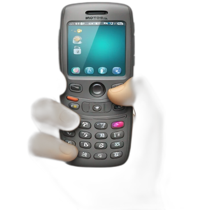 Telefono motorola con numeros en la mano emoji
