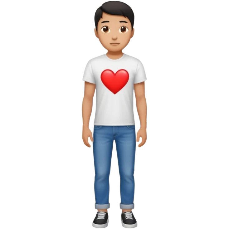 asian man falling on sidewalk with heart eyes emoji