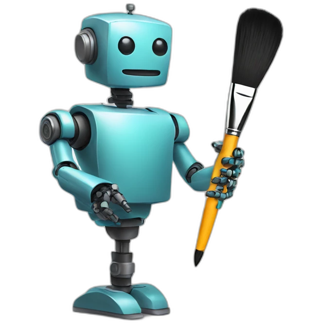 AI robot drawing holding a brush emoji
