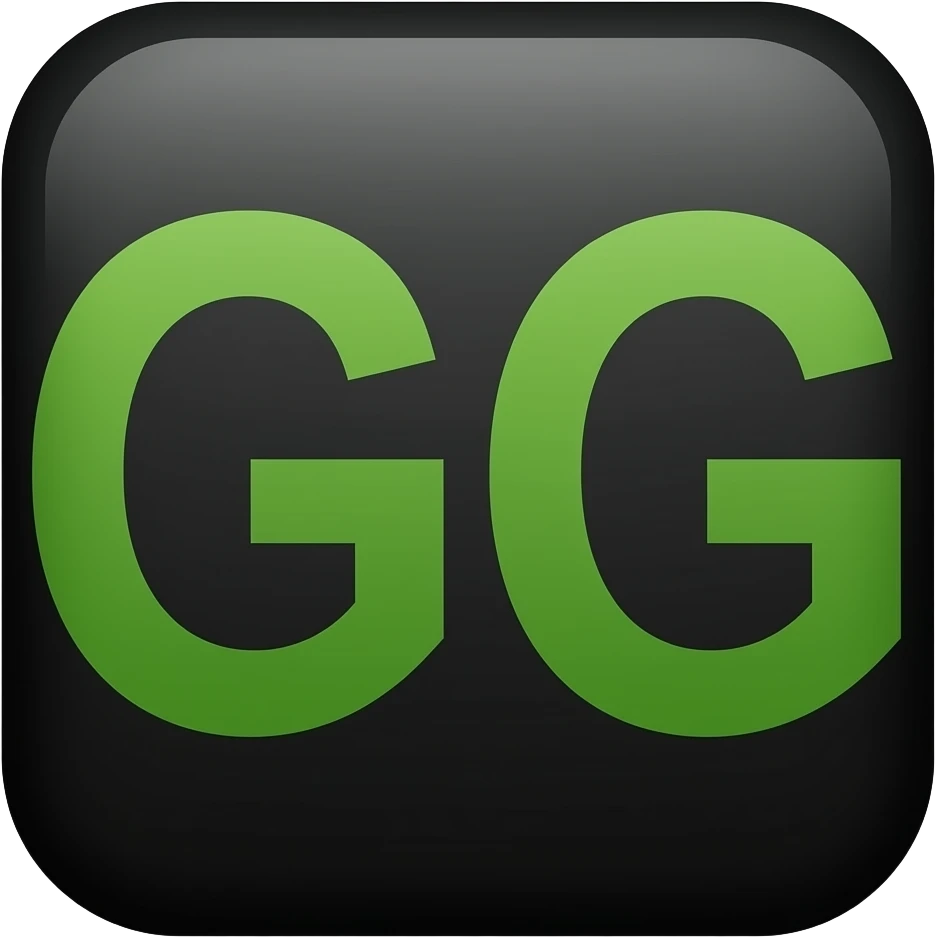 "GG" Dark green, black background emoji