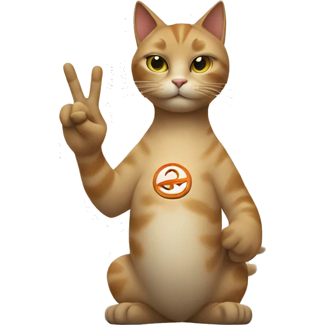 Cat holding a peace sign with fingers emoji