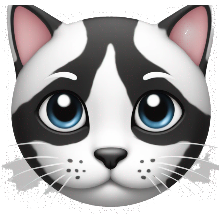 Cute cat black and white with heart emoji