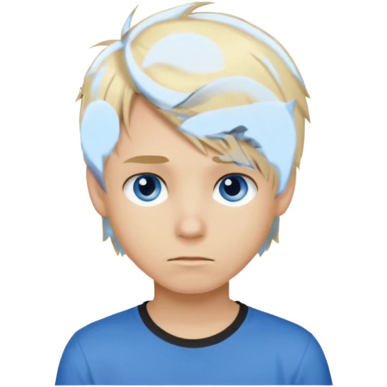 boy with blonde hair emo, and light brown shirt, and blue eyes emoji