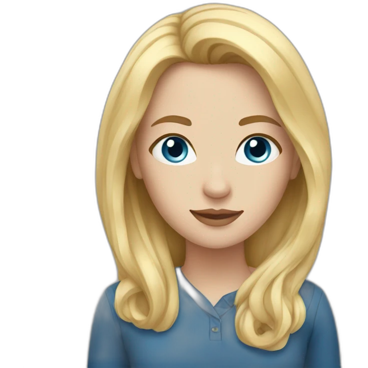 White woman. Long blonde hair. Blue eyes emoji