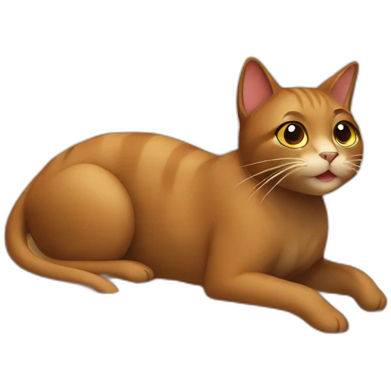 a brown cat bathing on the beach emoji