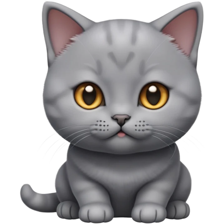cinematic-cute-realisticbritish shorthair-kitten cat-portrait-emoji,-head-tilted-playfully-and-inquisitively,-sleek-solid-grey-fur,-simplified-yet-adorable-features,-highly-detailed,-glowing-with-a-warm,-friendly-glow emoji