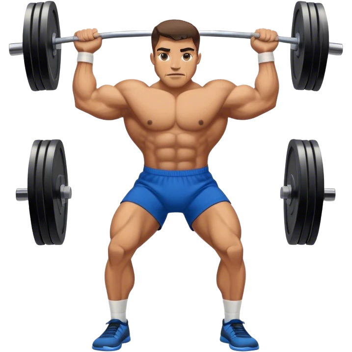 buff man with blue shorts perfoming deadlift emoji