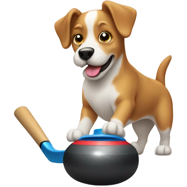 Dog playing curling emoji