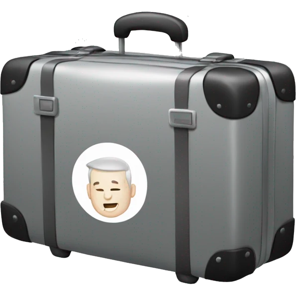 a white man with prominient smile, gray-black hair, in a suitcase emoji