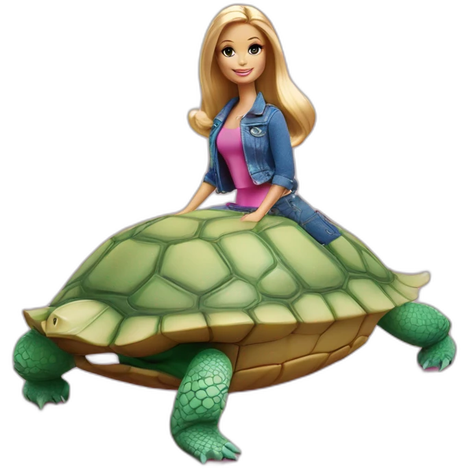 Barbie sur une tortue emoji