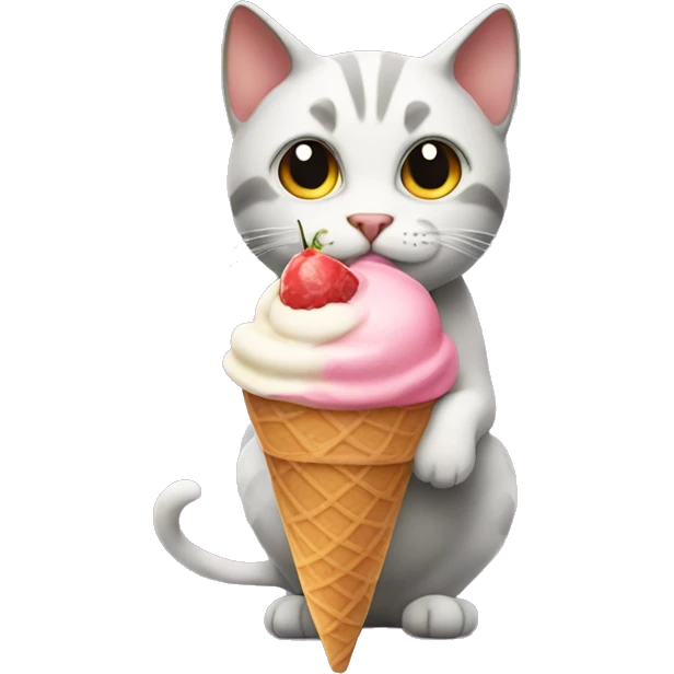 Cat with ice cream emoji