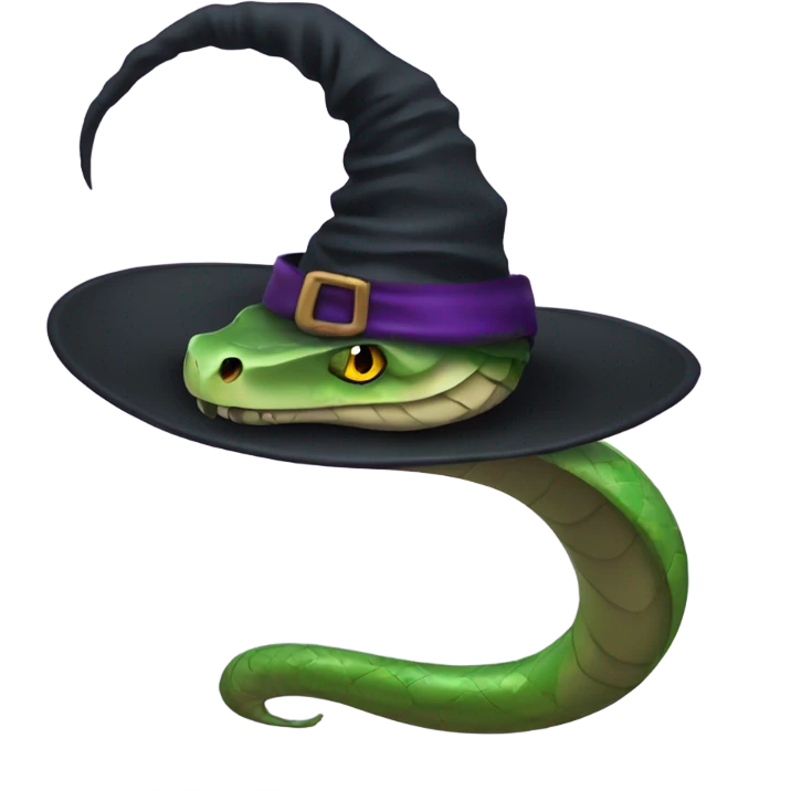 Snake wearing a witch hat emoji