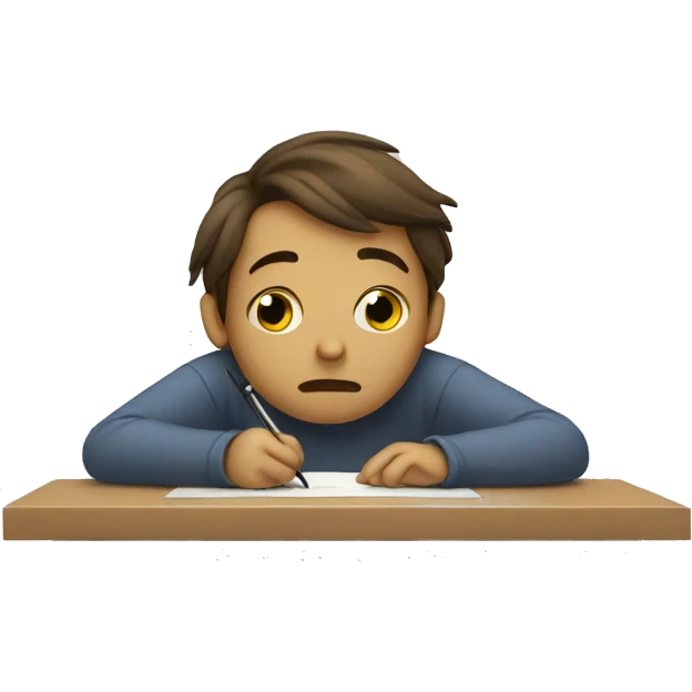 Writing with sad face emoji