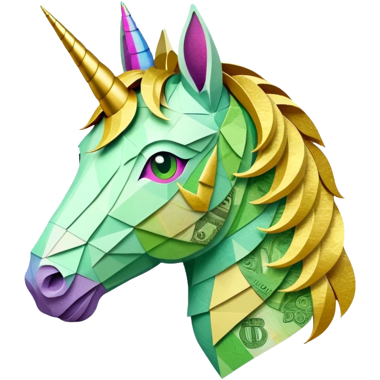 единорог из купюр, no background emoji