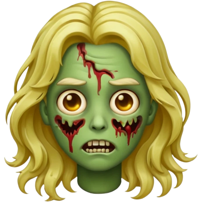 Make a zombie emoji with wavy hair and golden streaks. emoji
