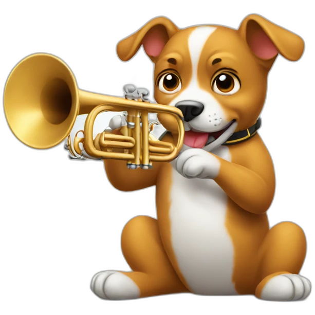 Dog playing trumpet emoji