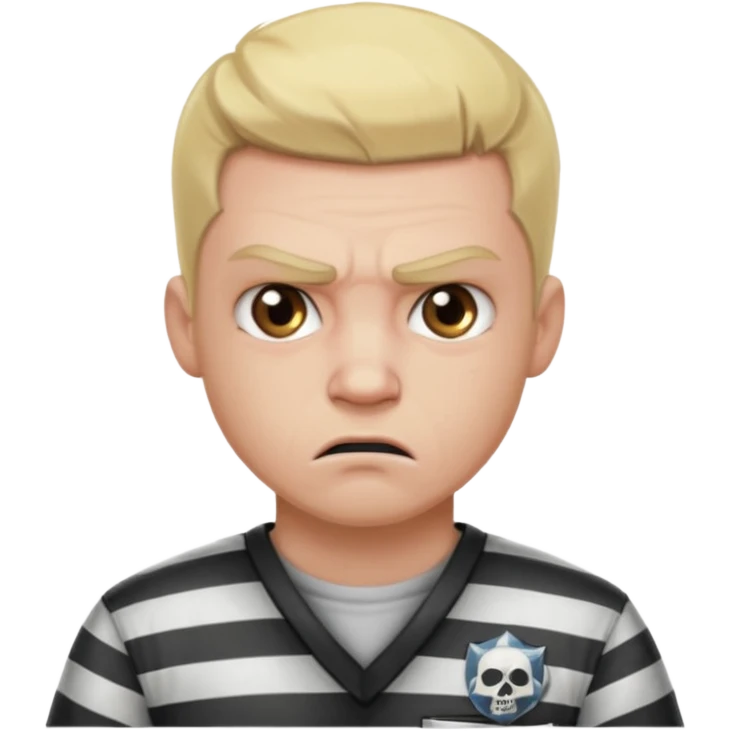 angry blonde tattooed male prisoner with prison BG emoji