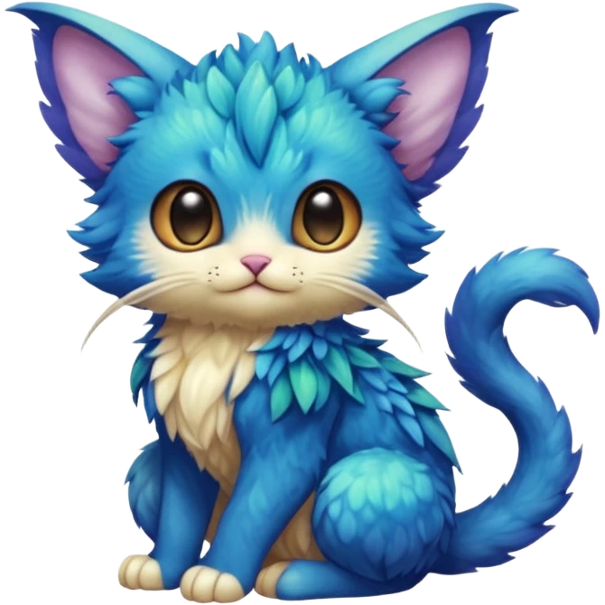 P moe meow meow cute fuzzy realistic Randomly-faerie-drake-colored exotic Fakémon-creature emoji