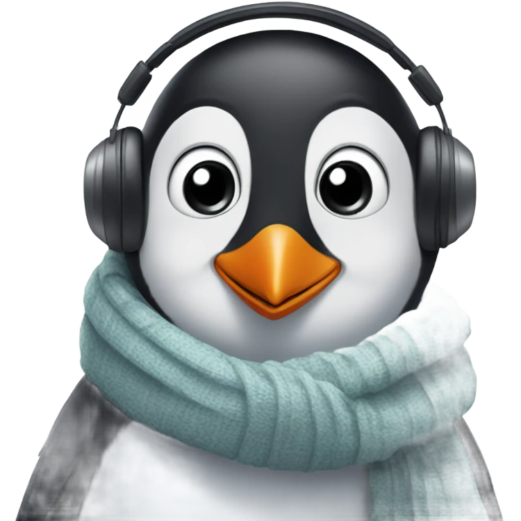 Penguin with  ear muffs and a scarf emoji