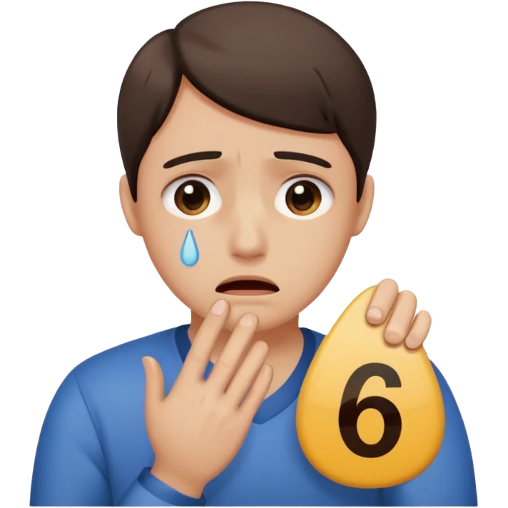 MAke me an emoji of someone crying and holding up the number 67 emoji