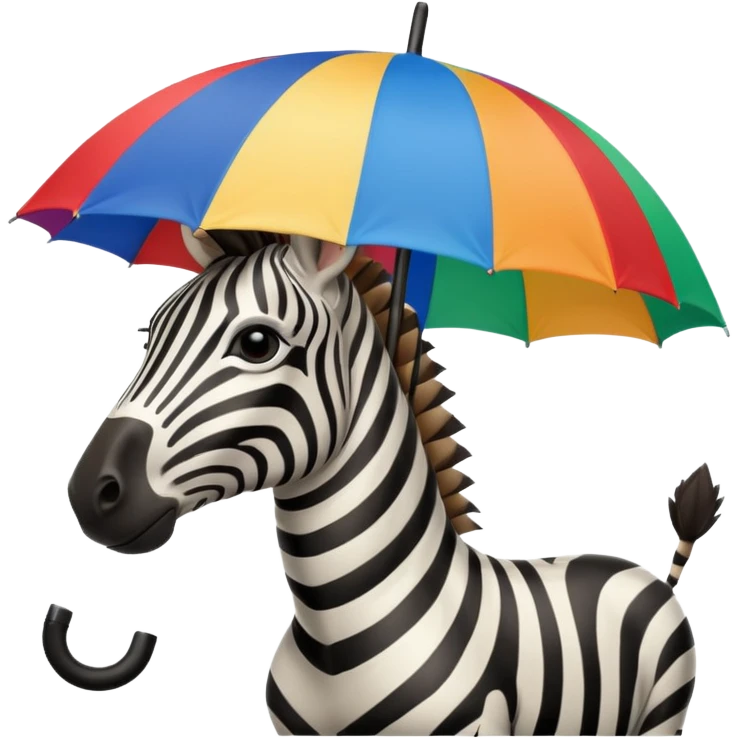 zebra with rgb umbrella closeup view emoji