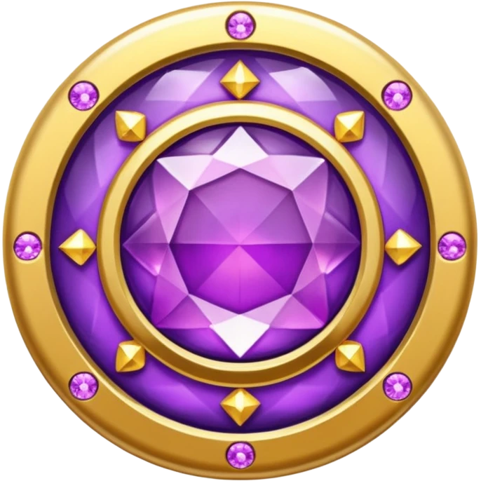 A round badge for a paid subscription, gold with purple diamonds, level 6 emoji